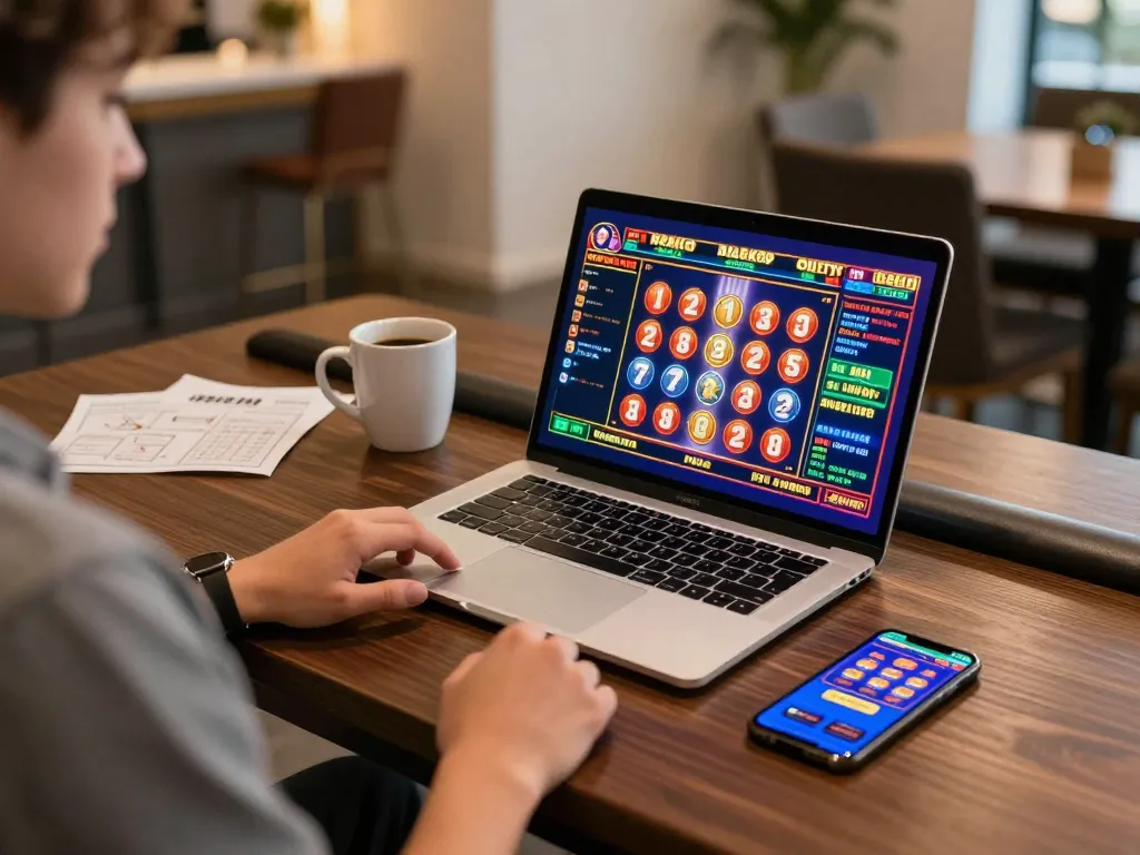 Engaging gameplay experience at casinos not on gamstop featuring online slots on a laptop.