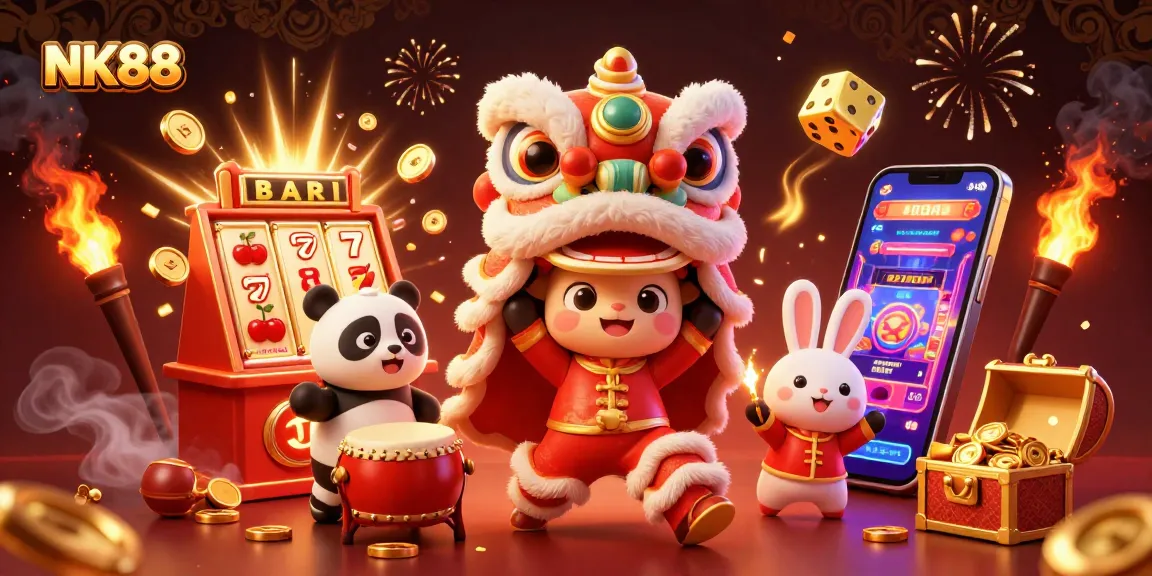 Experience NK88's vibrant casino scene featuring exciting jackpots and lively characters.