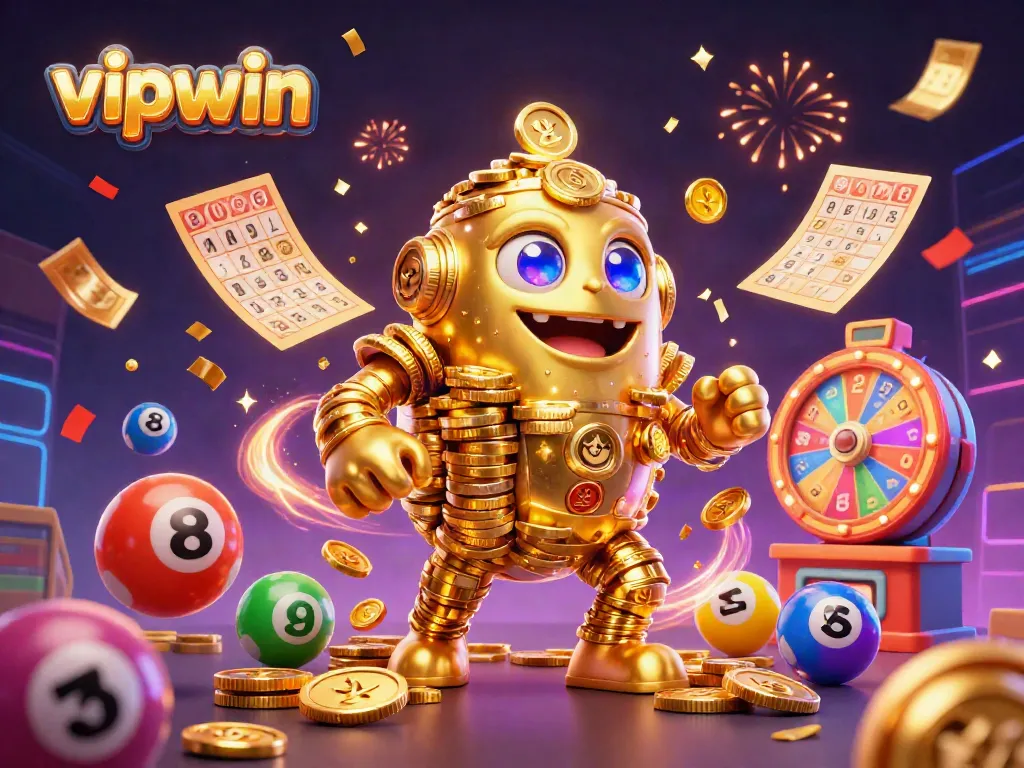 Engage with the vipwin casino experience featuring dynamic game elements and a golden golem.