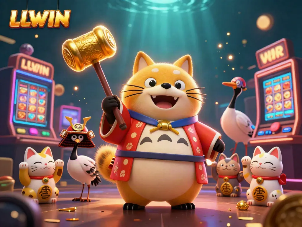 LLWIN brings excitement with vibrant casino elements and joyful characters in a lively gaming scene.