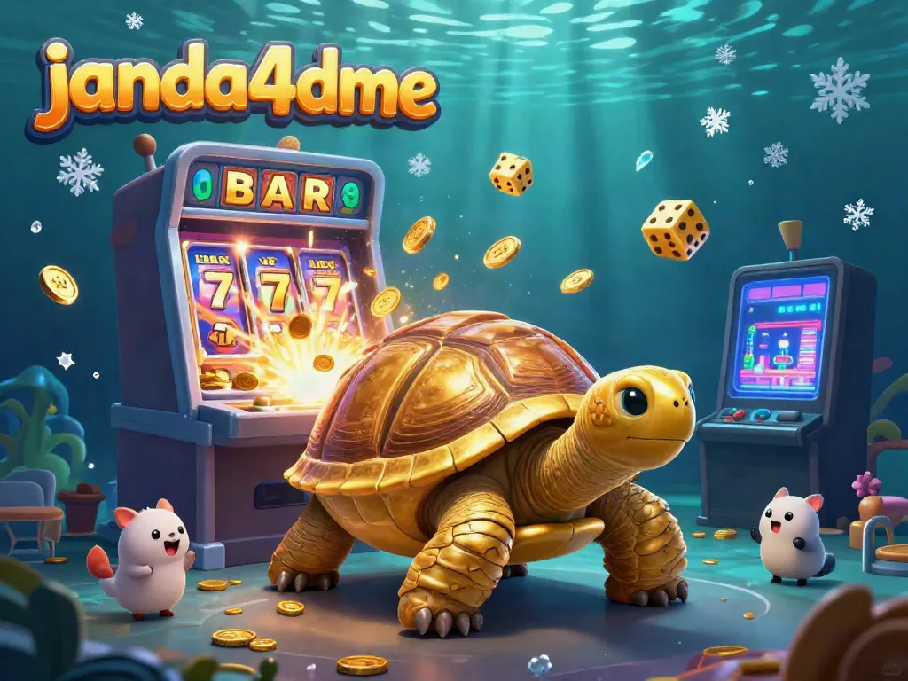 Permainan jackpot menarik di janda4dme dengan pinball tortoise dan mesin slot penuh koin.