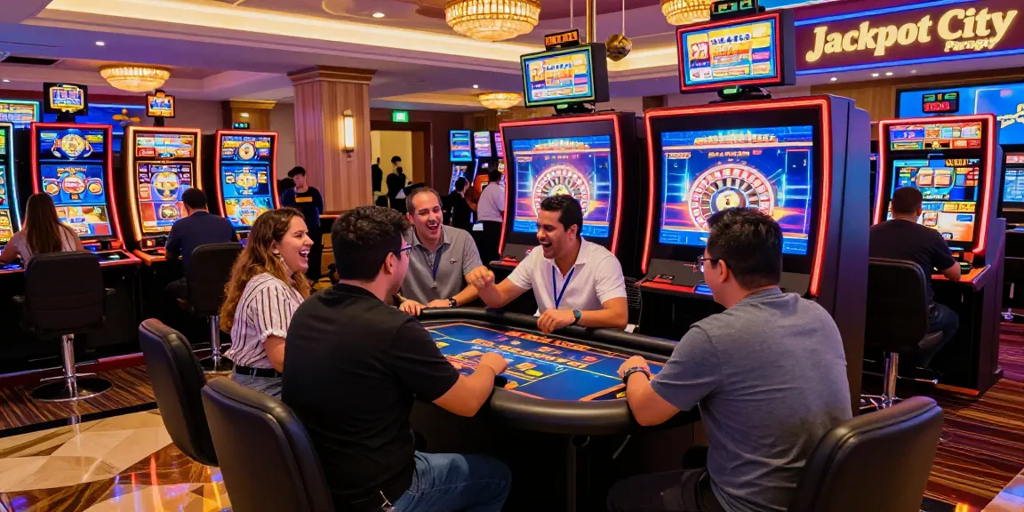 Exciting gaming experience at Jackpot City Paraguay, showcasing slots and live dealer tables in a vibrant online casino setting.