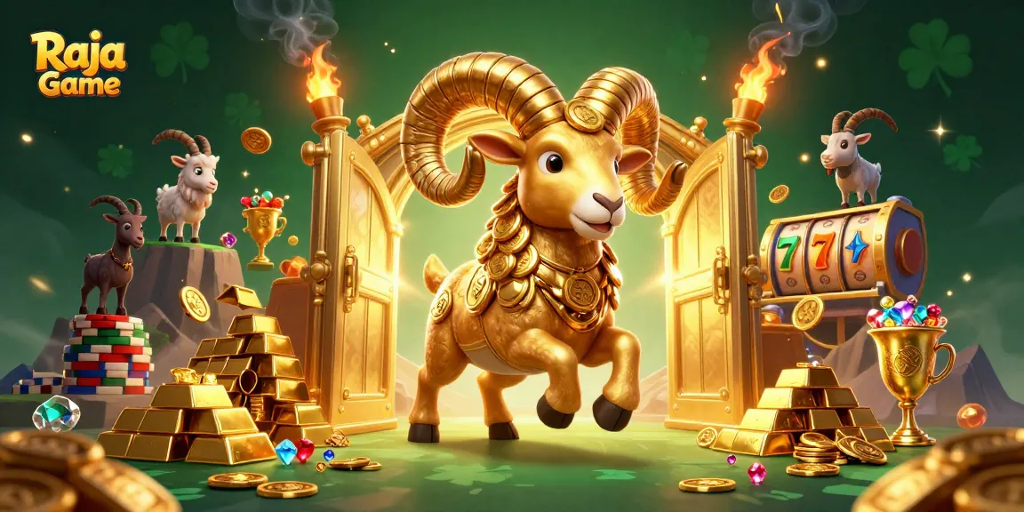 Win exciting rewards with Raja Game in this dynamic casino-themed illustration.