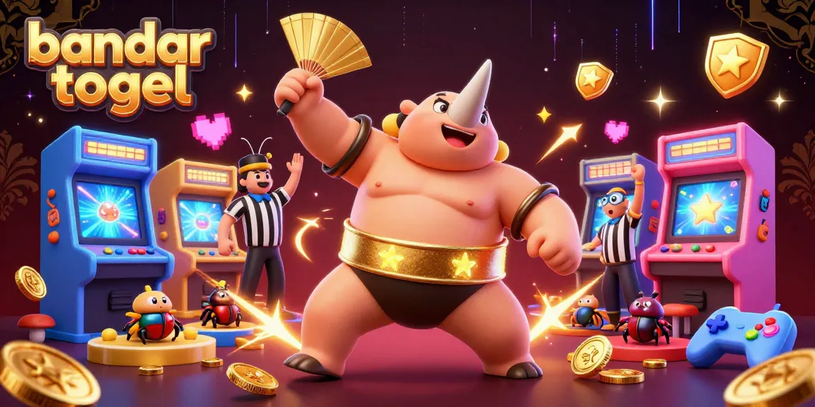 Menangkan bandar togel dengan gambar ilustrasi 3D karakter menarik dan mesin arcade yang bersinar.