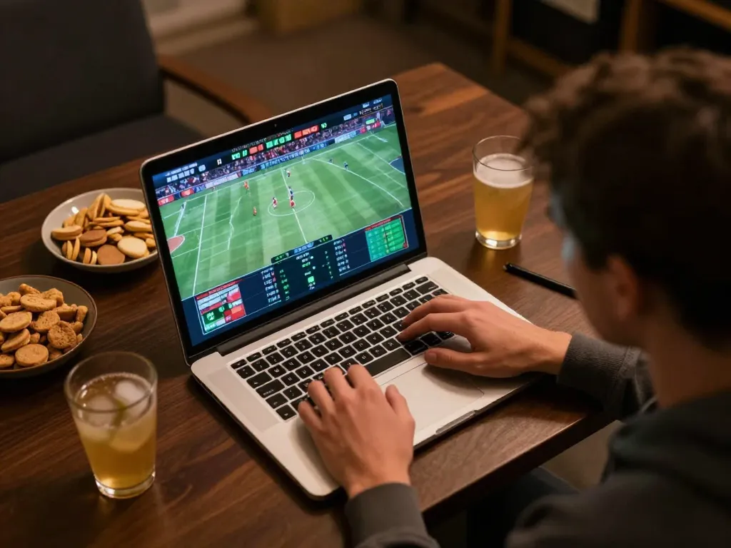 Engaging in sports betting at zx88 online casino, showcasing live gaming excitement and cozy atmosphere
