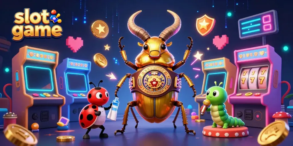 Experience thrilling slot game action with vibrant characters and colorful arcade elements.