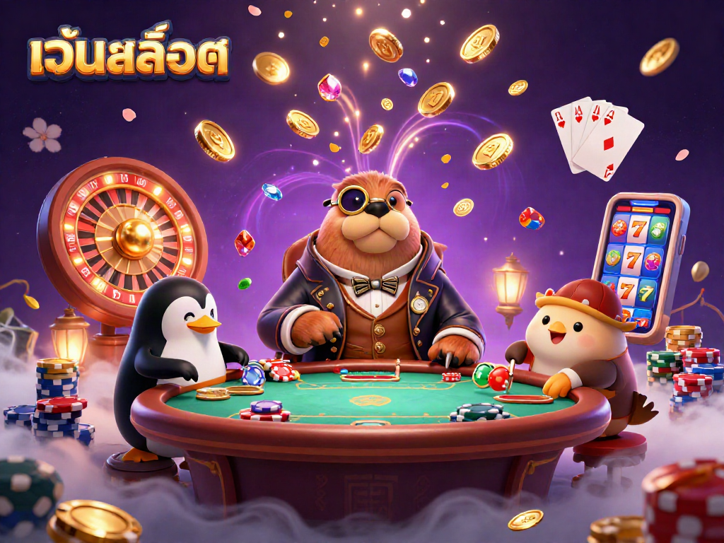 Experience excitement with เว็บสล็อต as the walrus plays cards at an underwater poker table