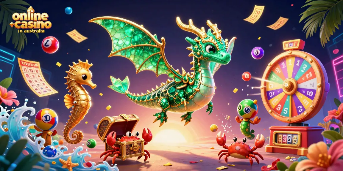 Immerse in vibrant gameplay at an online casino in Australia featuring a sea dragon scene.