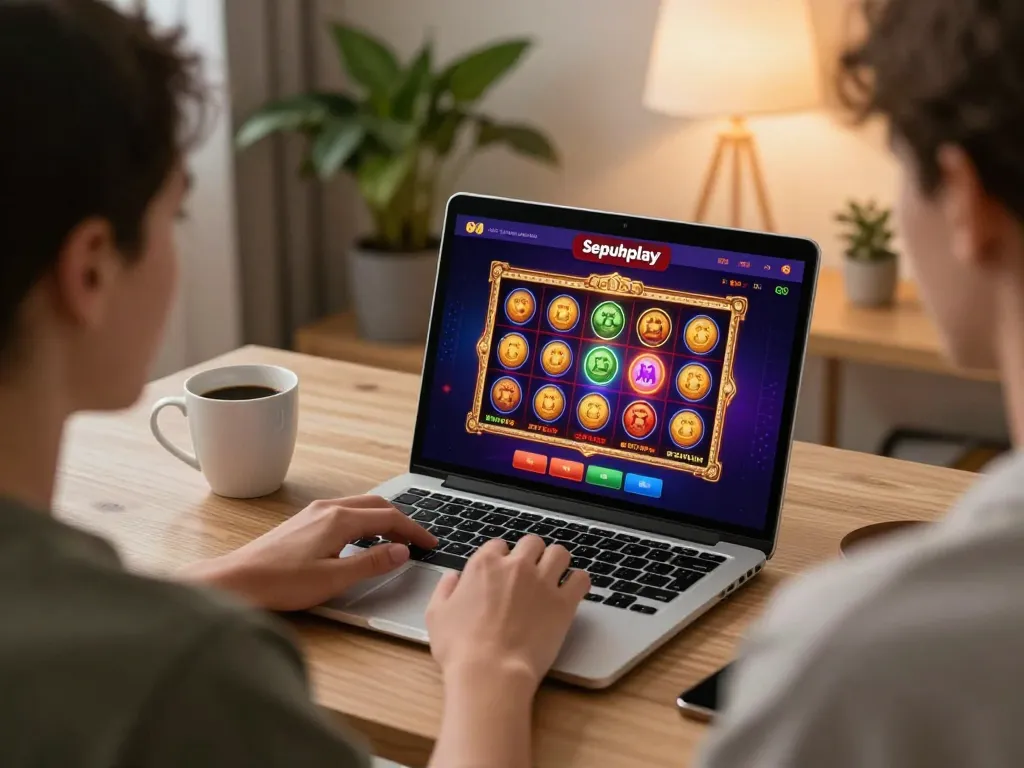 Engaging online gaming experience on Sepuhplay with interactive slot game displayed on laptop.