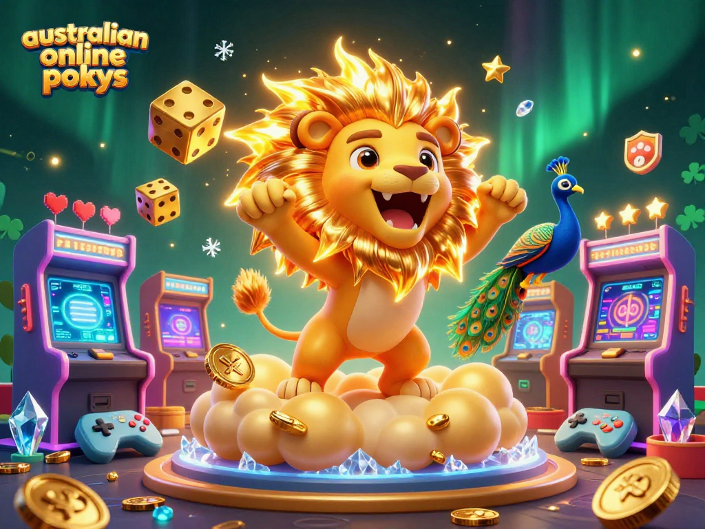 Experience thrilling australian online pokies with vibrant characters and immersive casino elements.