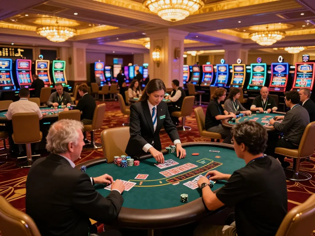 Players engaged in strategic blackjack gameplay at a luxurious venue reflecting the essence of casinosscope
