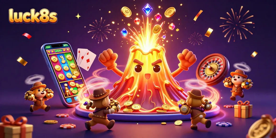 Experience thrilling excitement at luck8s with a vibrant 3D casino scene featuring dynamic gaming action.