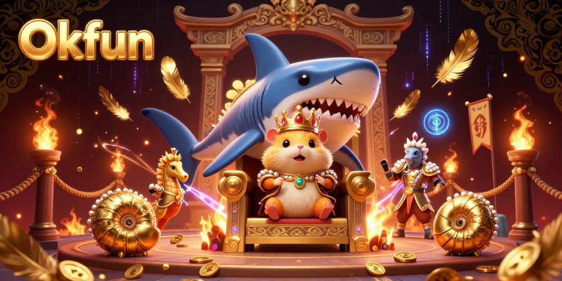 Engage with the electric energy of Okfun's vibrant 3D casino scene, featuring immersive gaming elements.