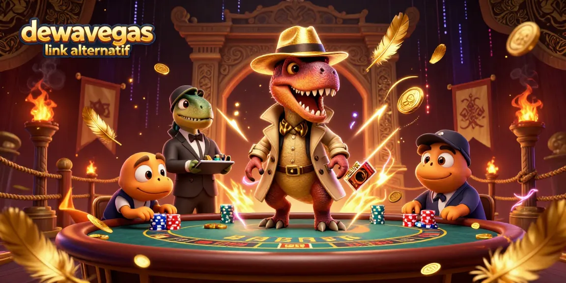 Engage with exciting baccarat action at dewavegas link alternatif with animated dinosaurs and rich casino elements.