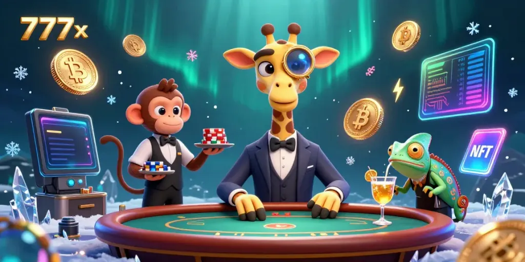 Engage in a thrilling game at 777x featuring a high-roller giraffe and a chameleon bartender.