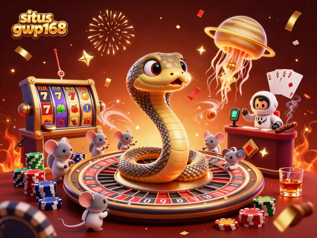 Permainan menarik di situs gwp168 dengan ilustrasi 3D kasino berwarna-warni dan karakter lucu.