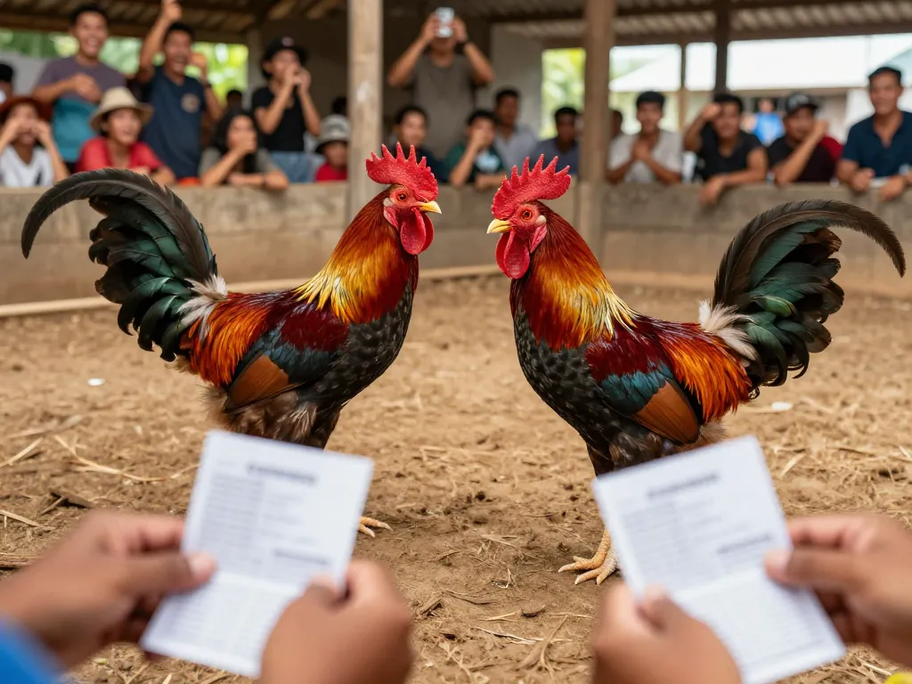 Engaged spectators place bets during an exciting ไก่ชน Z16 match, highlighting the thrill of traditional gambling.