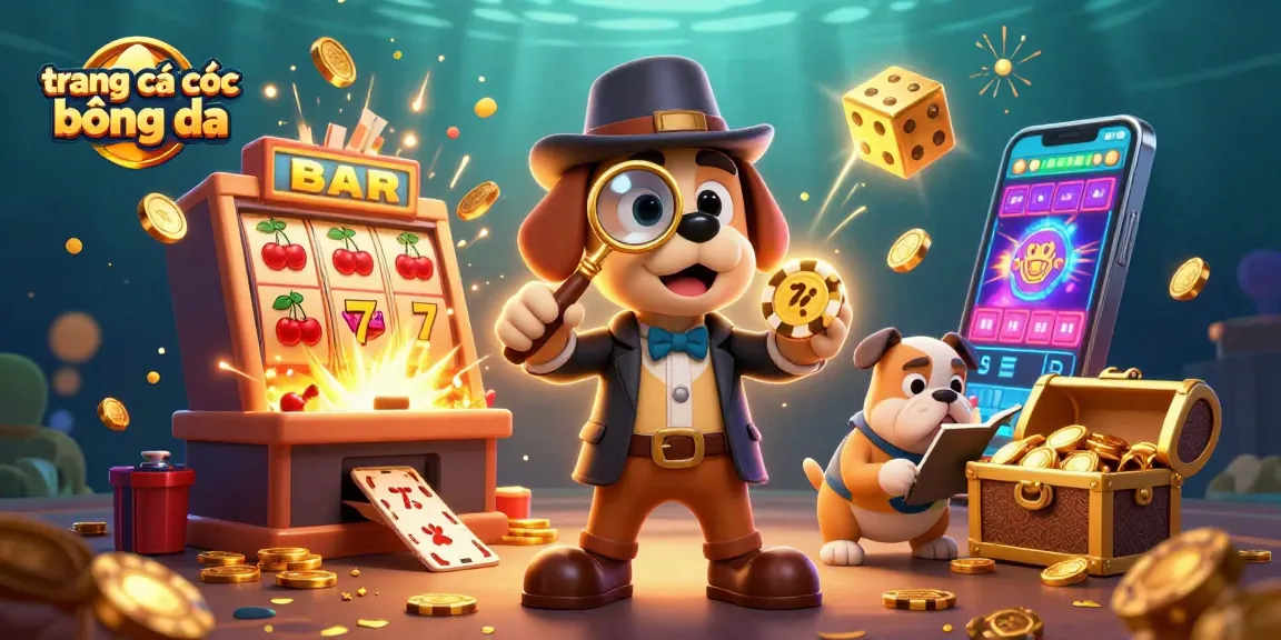 Engage in trang cá cược bóng đá with a detective scene exploring golden poker chip clues amid casino excitement.