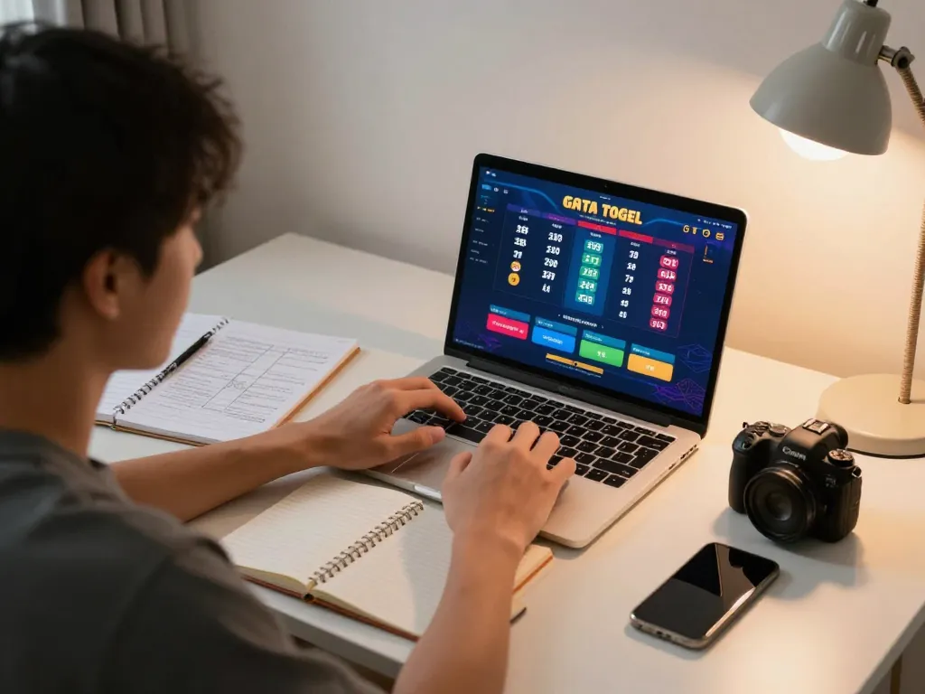 Engaged player placing bets on gta togel during an online gaming session at home