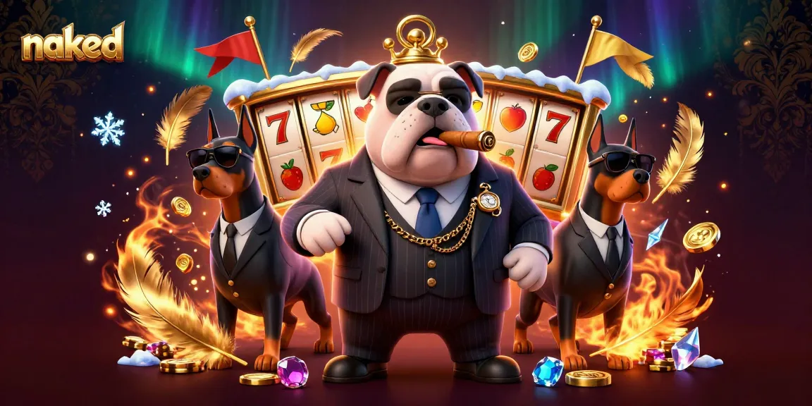 Engage in thrilling casino action with naked slot reels, golden coins, and a mafia scene.