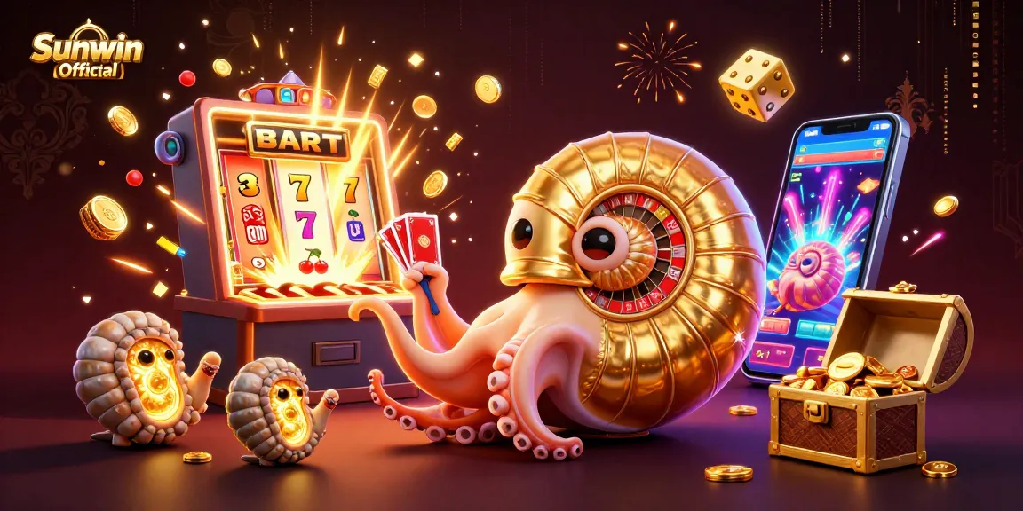 Experience winning moments with Sunwin Official while playing thrilling casino games in a vivid 3D illustration.