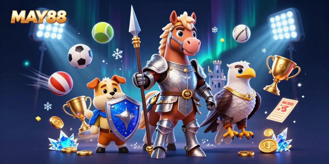 MAY88 showcases thrilling sports betting action with playful characters engaging in dynamic gameplay, highlighting excitement and entertainment.