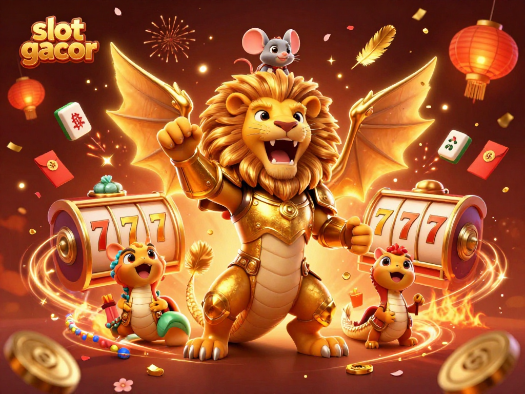 Experience exciting gameplay with slot gacor featuring a roaring chimera and vibrant casino elements.