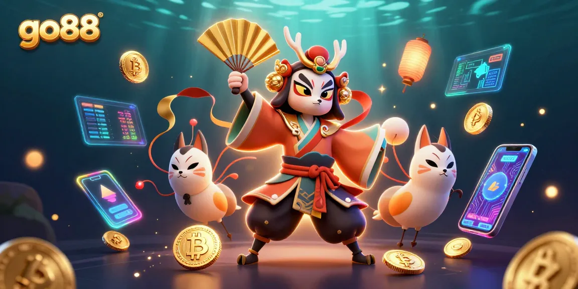 Engage with go88: A vibrant 3D casino scene showcasing majestic characters and crypto elements.