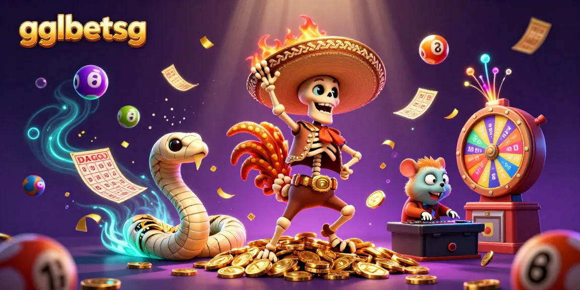 gglbetsg showcases a vibrant esports betting celebration with animated characters, colorful lottery elements, and dynamic action.