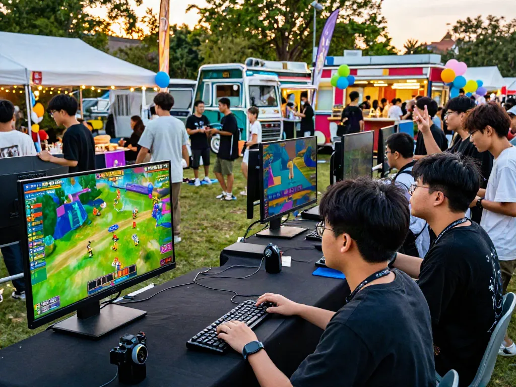 Exciting gaming festival showcasing hotwin88 with attendees enjoying outdoor games
