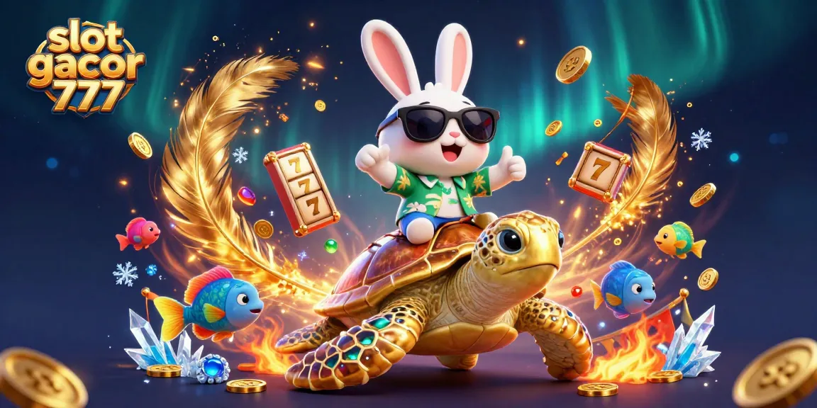 Spin to win with slot gacor 777 featuring a joyful rabbit and golden sea turtle.