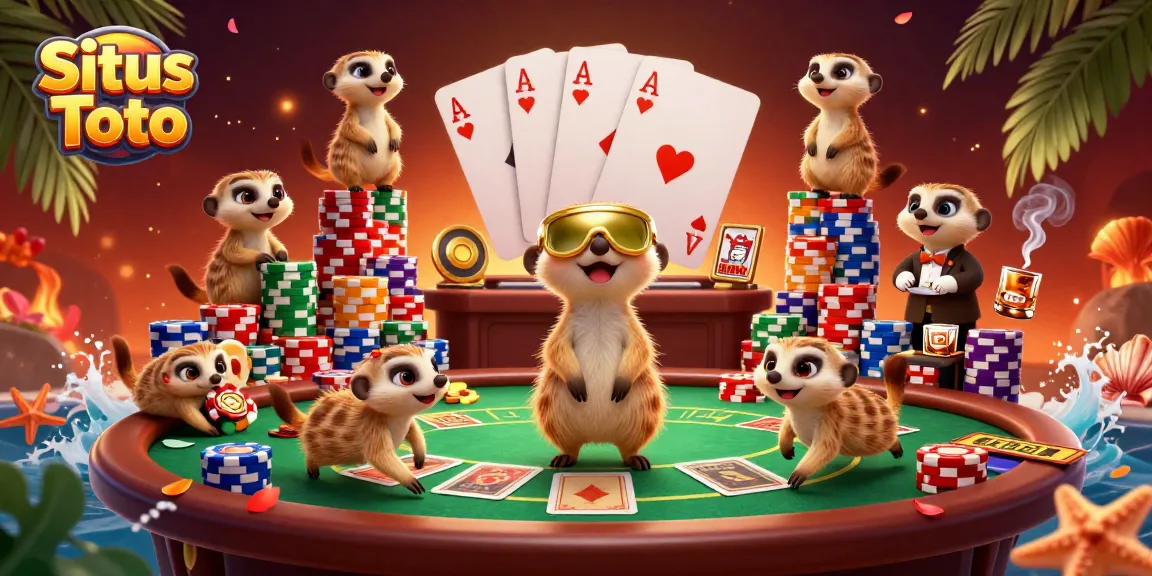 Situs Toto merayakan keseruan kasino dengan koloni meerkat yang mengoperasikan kasino dengan detail yang menarik dan berwarna-warni.