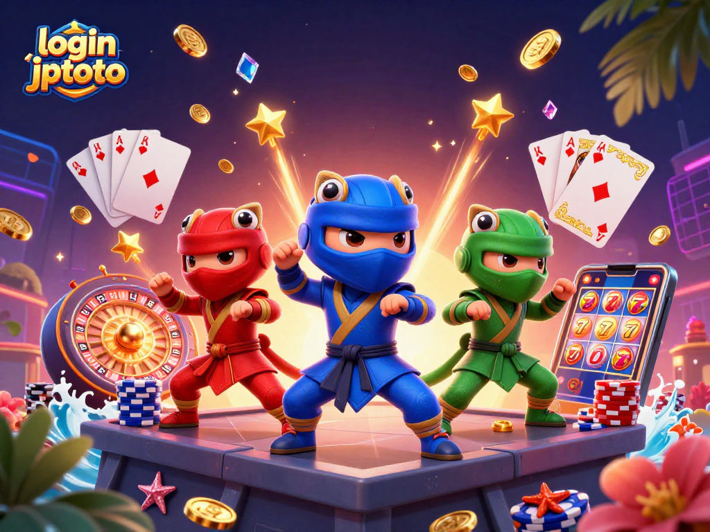 Engage with thrilling jackpots at JPTOTO with vibrant casino elements and dynamic characters.