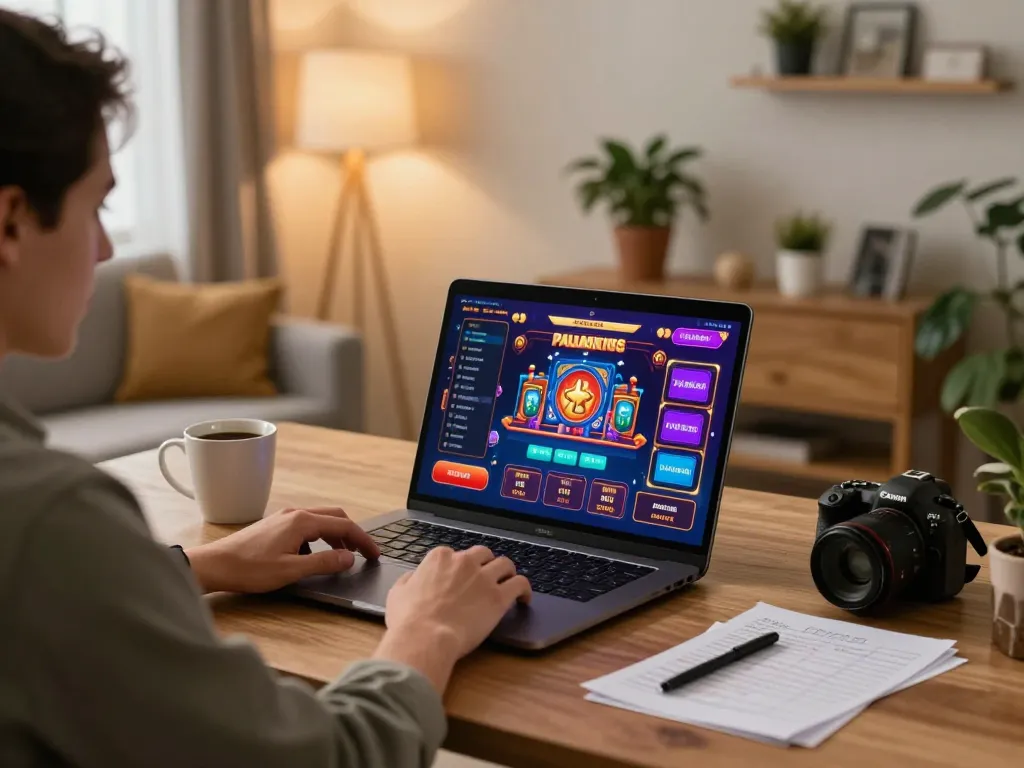 Nha cai uy tin: Engaging in online gambling safely with vibrant gaming setup at home.