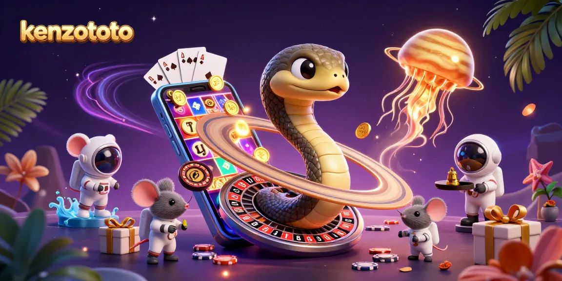 Kenzototo offers an engaging casino experience with 3D scenes of playful astronaut mice betting on a cosmic roulette wheel.