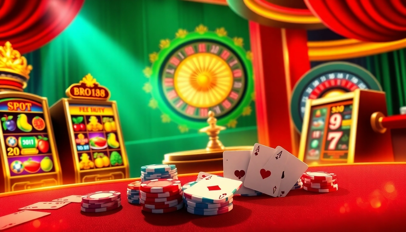 Experience the thrill of bro138 with colorful slot machines and luxurious casino elements.