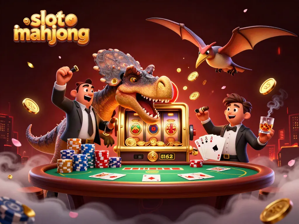 Experience exciting slot mahjong action with our colorful 3D casino scene featuring dynamic characters and winning moments.