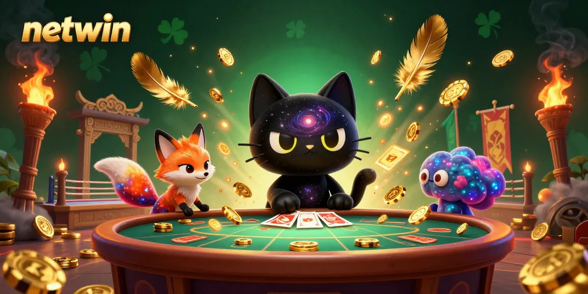 Experience the excitement at Netwin's cosmic casino with vibrant characters and dynamic gambling elements.
