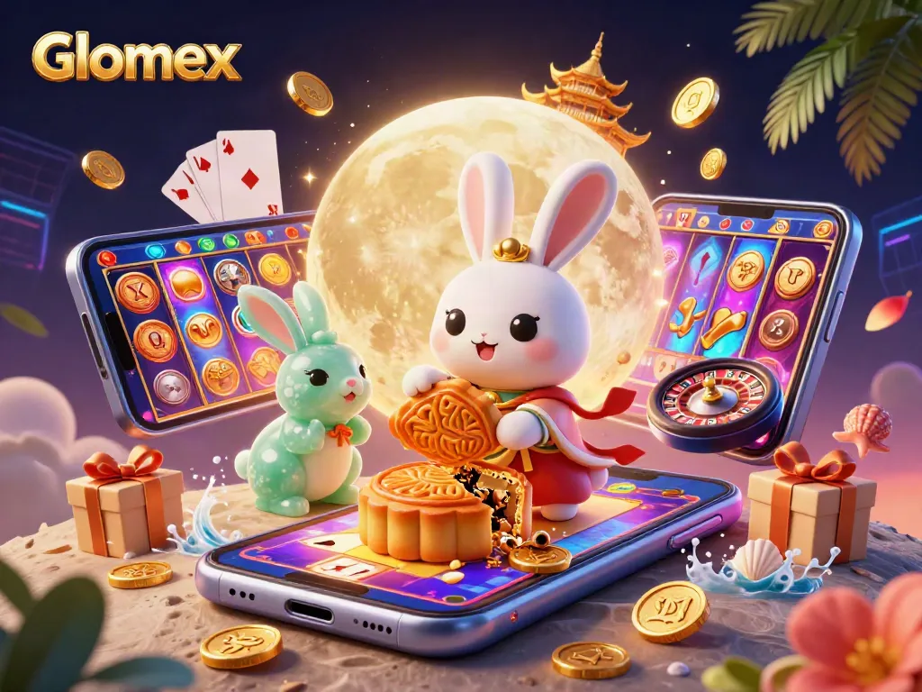 Play exciting slots with Glomex-inspired characters in a vibrant casino scene, showcasing dynamic action.