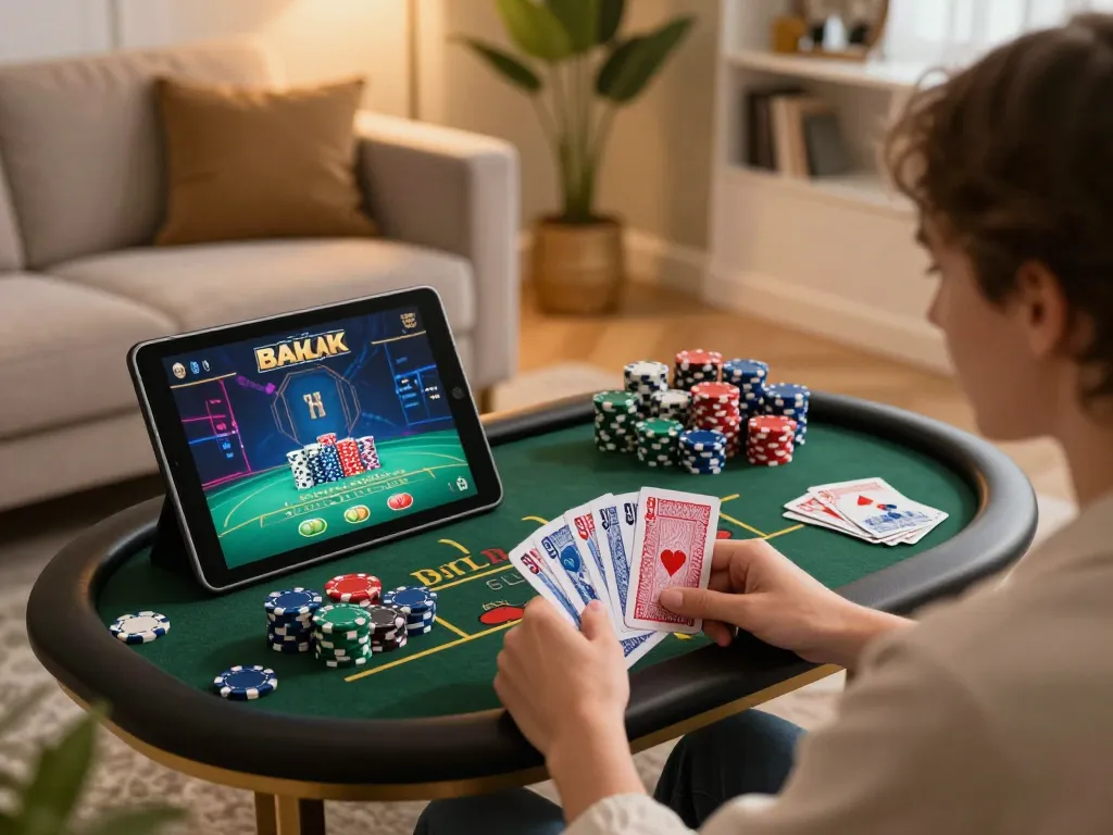 Engaged in online gaming at Hitclub with vibrant chips and cards on display