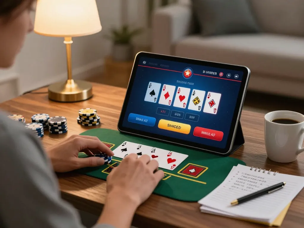 Player enjoying a live baccarat game on tr88 platform in a cozy home setting