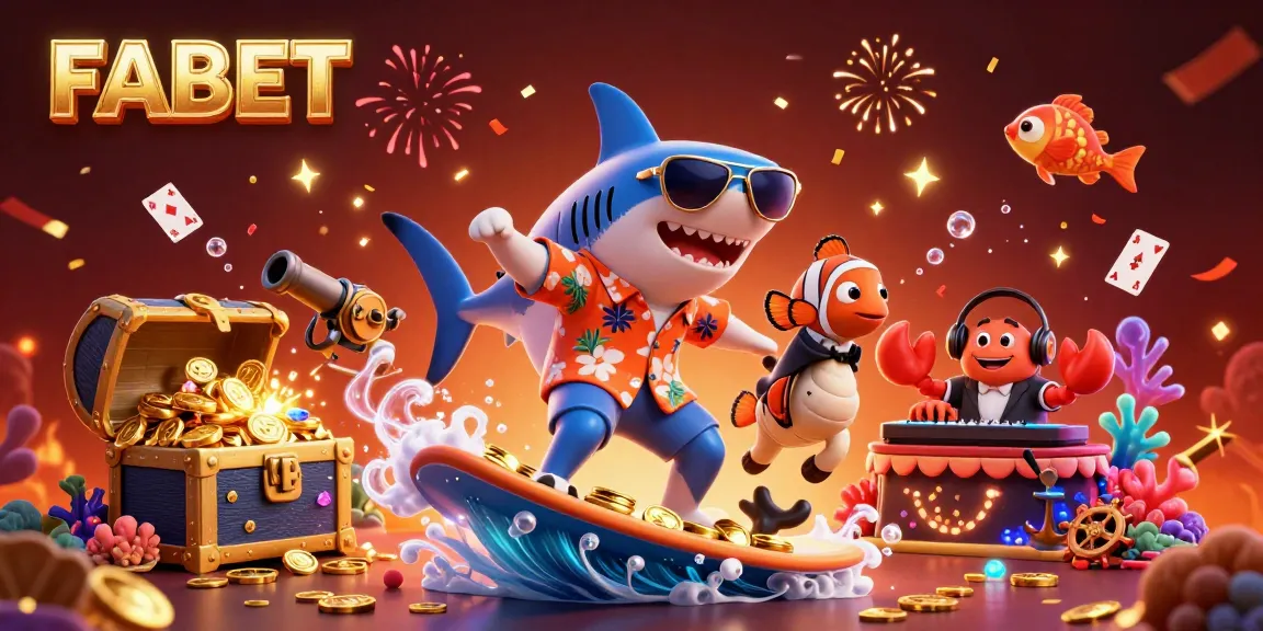 Experience thrilling betting adventures at FABET with a vibrant underwater casino scene featuring colorful characters and treasure.