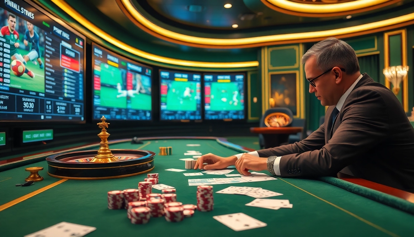 เทคนิคแทงบอล strategies enhance winning in a luxurious casino sports betting environment.